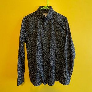 Express Black & White Ditsy Floral Button Down Shirt Size Small Fitted